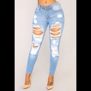 Ripped Distressed Give Good Love Skinny Jeans